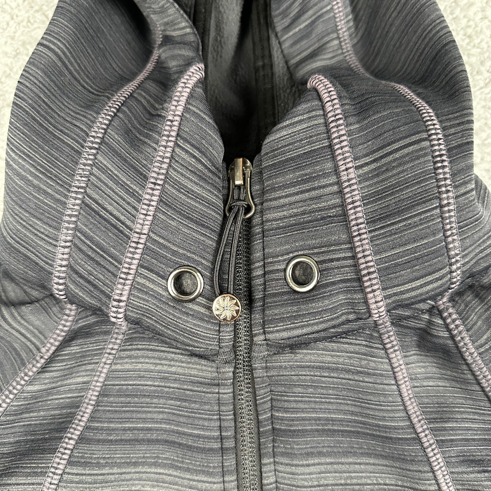 Athleta Striped Strength Hoodie Jacket Womens XXS Charcoal Gray #151598 - Picture 7 of 15